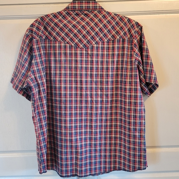 Vintage Wrangler Western Fit Plaid Pearl Snap Button Short Sleeve Shirt - Picture 3 of 5